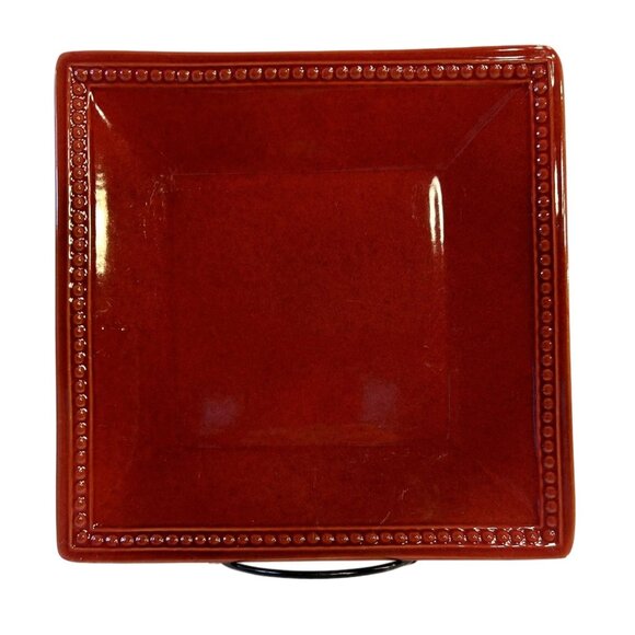 Pier 1 Imports Stoneware Spice Route Paprika Square Beaded Salad Plate 8.25" - Picture 1 of 7